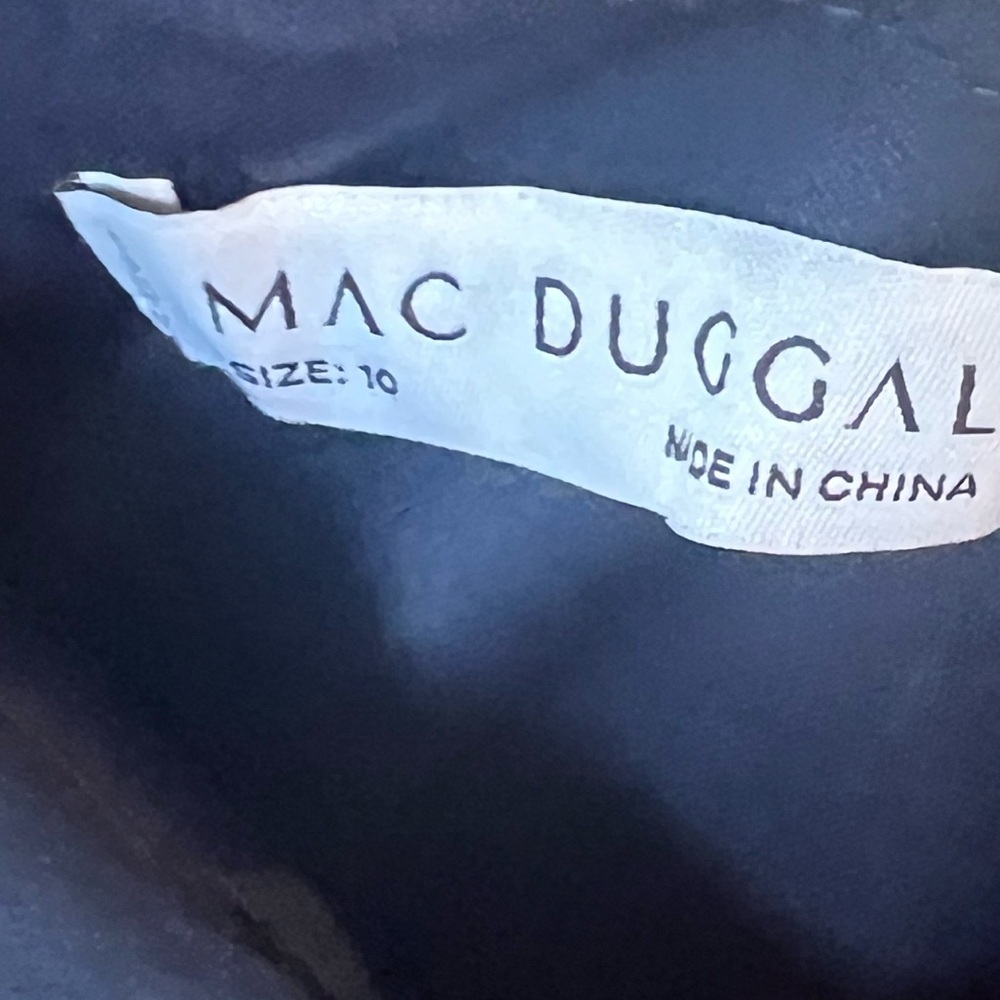 Mac Duggal One-Shoulder Draped Jersey Sheath Gown Navy - Picture 4 of 4